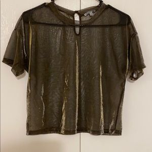 Mesh short sleeve crop top